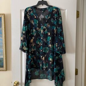 Sheer black top. Slim Factor. XL. NWT